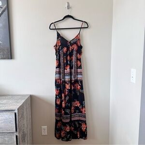 PATRONS Of Peace-Dark Floral Tie Back Maxi Summer Dress (Size:XS)
